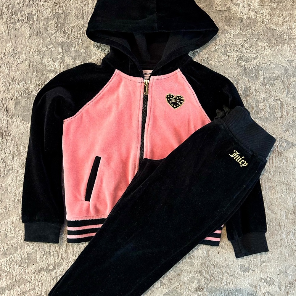 Juicy Couture Black and Pink Velour set